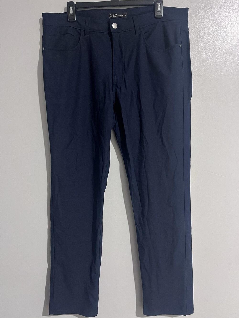 Member's Mark Pants Mens 36x32 Blue Chino Slim Fit Performance Benton Pockets